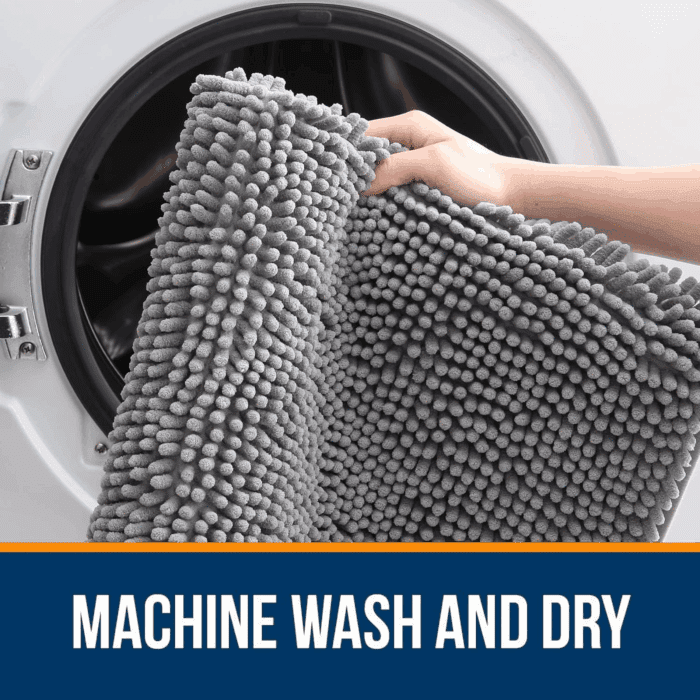 Bathroom Rugs 30X20, Extra Soft Absorbent Chenille Bath Rugs, Rubber Backing Quick Dry, Machine Washable Bath Mats for Bathroom Floor, Tub and Shower, Home Decor Accessories, Grey - Image 5