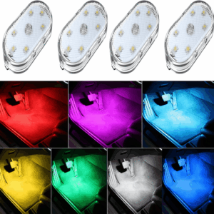 4Pcs Wireless LED Lights for Car Interior,7 Colors Ambient Lighting Car Interior,Car Lights inside Your Car,Usb Rechargeable Car Interior Led Night Light for Car Decor