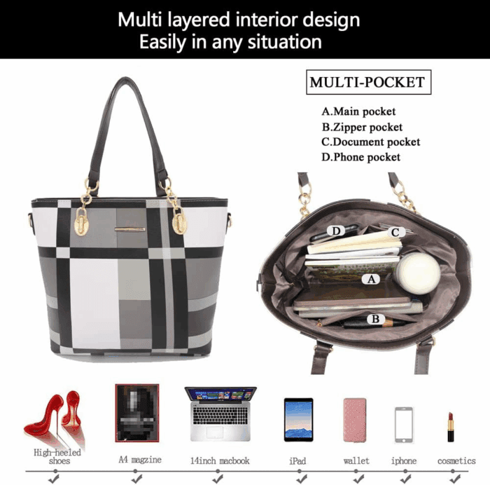 Designer Purses and Handbags for Women Satchel Shoulder Bag Tote Top Handle Bag - Image 6