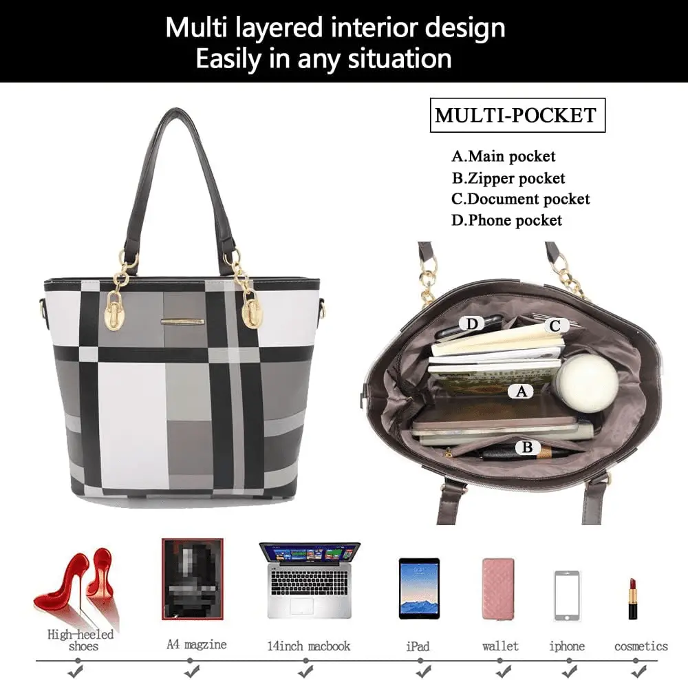 Designer Purses and Handbags for Women Satchel Shoulder Bag Tote Top Handle Bag - Image 6