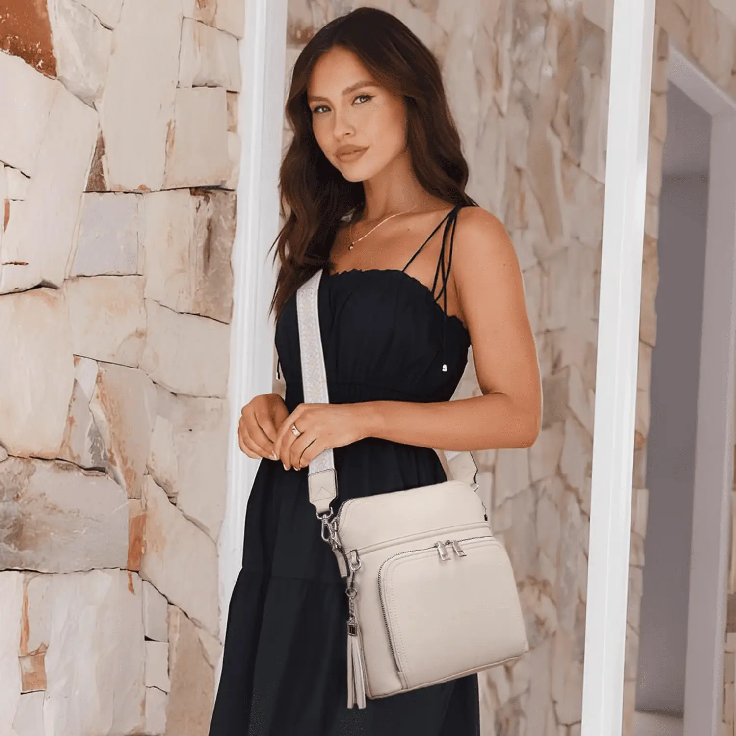 Crossbody Purse for Women,Lightweight Medium Crossbody Bag Soft Leather Women'S Shoulder Handbags with Tassel - Image 2