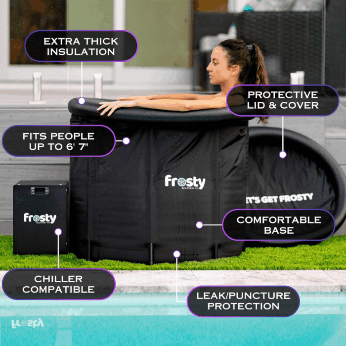 Cold Plunge Tub - Ice Bath Tub for Cold Water - Pro Grade Cold Plunge Ice Pod with Water Chiller Compatibility - the Ice Pod Cold Plunge Tub for Contrast Therapy (Black/Black, Ice Pod + 4 Ice Bricks) - Image 5