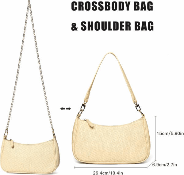 Clutch Tote Handbags with 2 Removable Straps and Zipper Closure Crossbody Bags Shoulder Purse Handbag for Women - Image 5