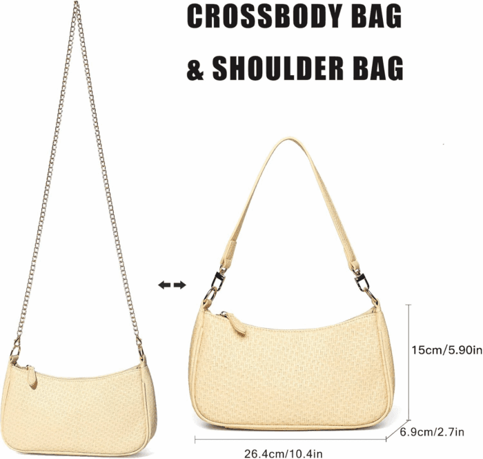 Clutch Tote Handbags with 2 Removable Straps and Zipper Closure Crossbody Bags Shoulder Purse Handbag for Women - Image 5