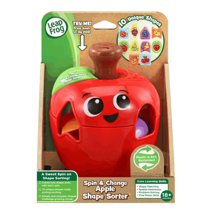 Spin & Change Apple Shape Sorter with Accessories, Baby and Toddler Toys - Image 8