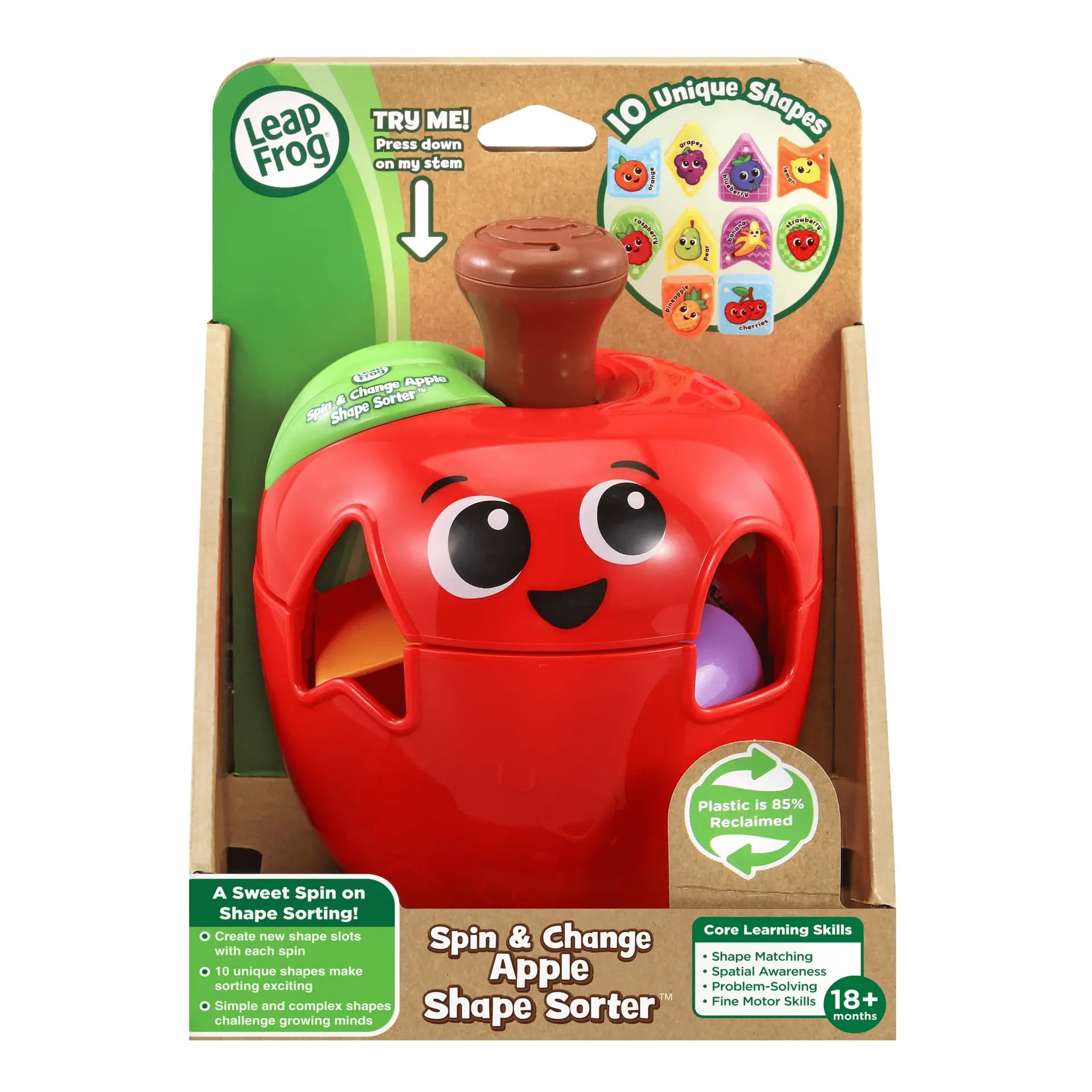 Spin & Change Apple Shape Sorter with Accessories, Baby and Toddler Toys - Image 8