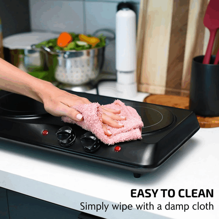 Countertop Infrared Double Burner, 1700W Electric Hot Plate and Portable Stove, Black BGI102B - Image 5