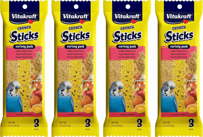Crunch Sticks Parakeet Treat, Honey, Egg, and Apple, Multi Pack of 12 Sticks