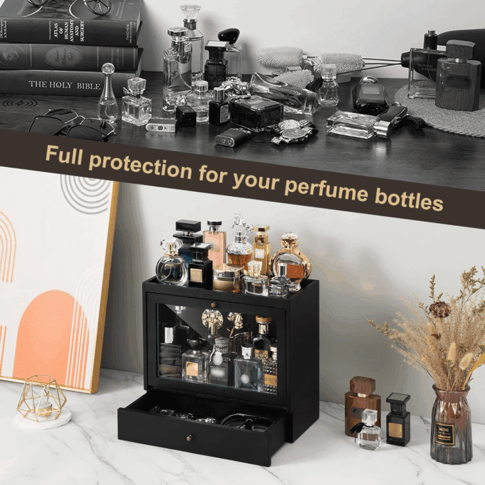 Cologne Organizer for Men, Solid Wood Perfumes Organizer for Men Dresser, Large Capacity Dustproof Cologne Holder with Drawer Storage Perfume Stand Organizer, Ideal Gift for Loved Ones - Image 8
