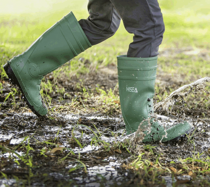 Men'S Steel Toe Rain Boots PVC Rubber Boots, Waterproof Garden Fishing Outdoor Work Boots, Durable Slip Resistant Knee Boots for Agriculture and Industrial Working - Image 4