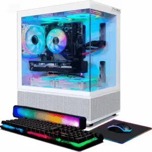 Gaming Desktop PC, RX 580 16G, Intel 10Th Gen G5905 3.5G, 16G RAM, 1T SSD, Wifi, BT 5.0, RGB Fan X 5, Windows 11 Home