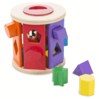 Match and Roll Wooden Shape Sorter Skill-Building Learning Toy with 13 Pcs