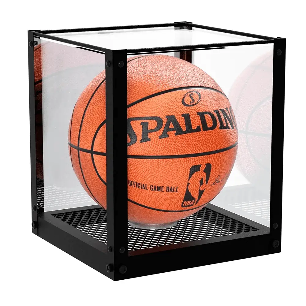 J JACKCUBE DESIGN Acrylic Basketball Display Case, Clear Display Box Showcase Holder with Metal Mesh Base for Autograph Football, Socerball, Volleyball Memorabilia Collectibles - MK633A - Image 2