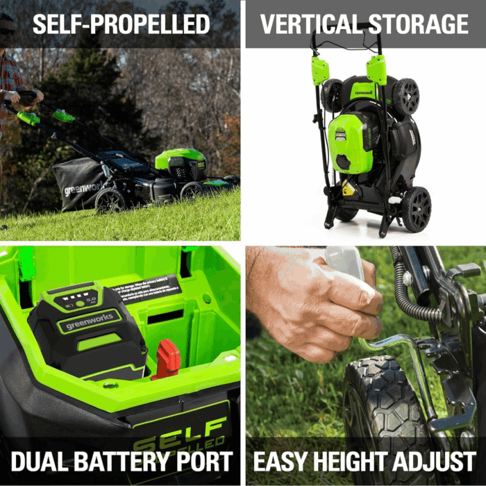 40V 21" Self-Propelled Lawn Mower,Axial Leaf Blower(500 CFM / 120 MPH),13" String Trimmer with 2 Batteries(5Ah+2Ah) & Chargers - Image 5