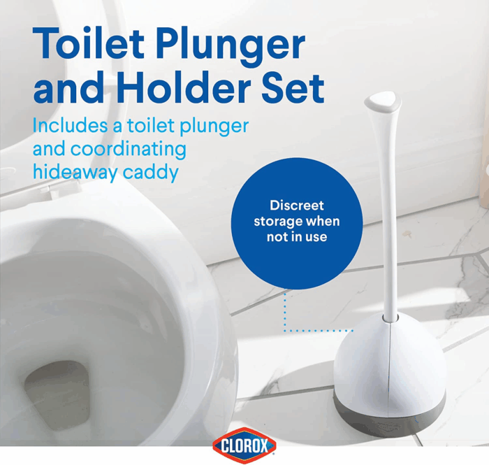 Toilet Plunger with Hideaway Caddy – Toilet Plunger for Bathroom, Bathroom Organizers & Storage, Bathroom Accessories, Toilet Unclogger, Plunger with Holder - Image 4