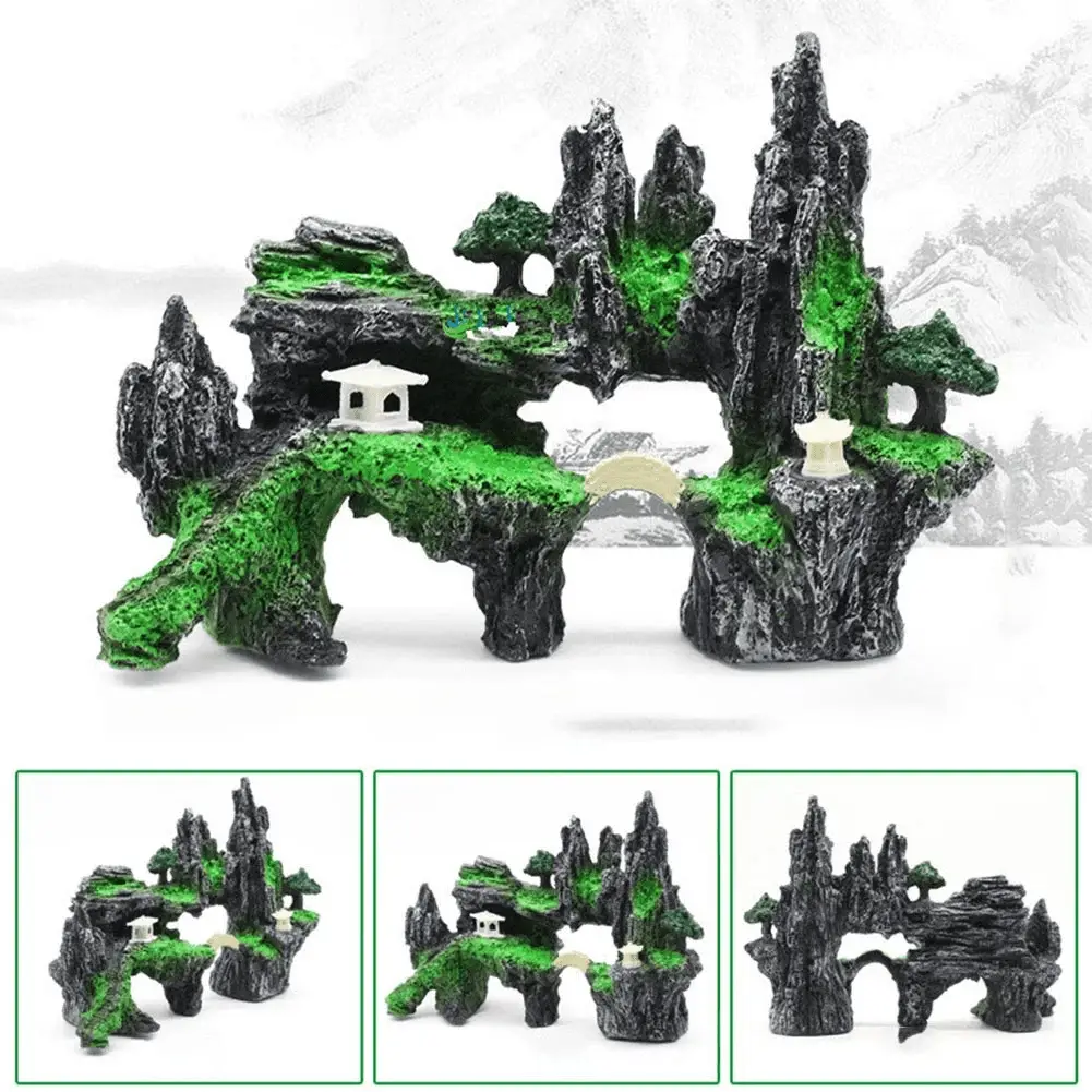 Mountain View Decor Rockery Landscape Rock Hiding Cave Tree Aquarium Ornament Fish Tank Decoration - Image 7