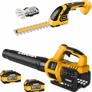 Cordless Leaf Blower and Hedge Trimmer Combo with 2 X 3.0Ah Batteries, Fast Charger, Electric Leaf Blowers for Lawn Care, 2-In-1 Electric Shrub/Bush Trimmer & Grass Shears