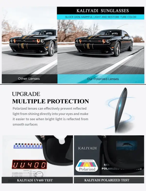 Sunglasses Men Polarized Sun Glasses for Mens Womens Classic Matte Black Frame UV Protection 3Pack - Image 4