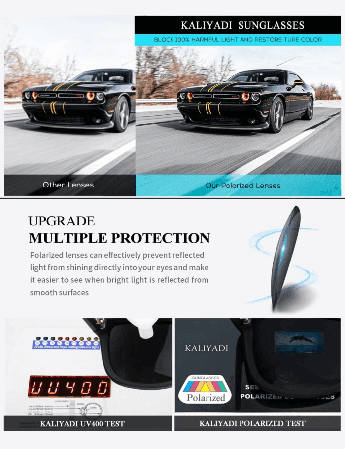 Sunglasses Men Polarized Sun Glasses for Mens Womens Classic Matte Black Frame UV Protection 3Pack - Image 4