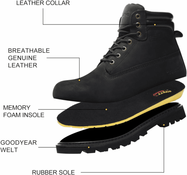 Work Boots for Men Waterproof Soft Toe Non Slip Comfortable Workboots - Image 2