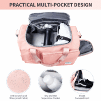 Travel Duffel Bag for Women, Foldable Weekender Overnight Bag with Shoe Compartment, Waterproof Shoulder Sports Tote Gym Bag with Toiletry Bag for Travel, Hospital Holdalls, Pink - Image 4