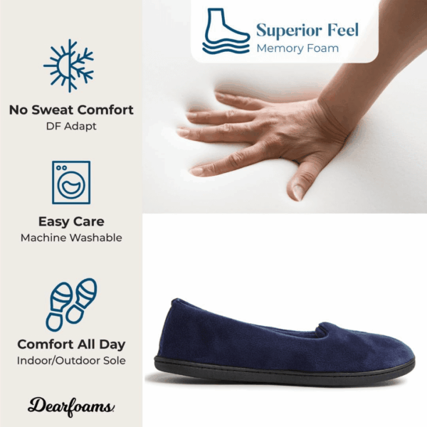 Women'S Cozy Memory Foam Indoor Rebecca Closed Back House Ballet Slipper with Wide Widths - Image 5