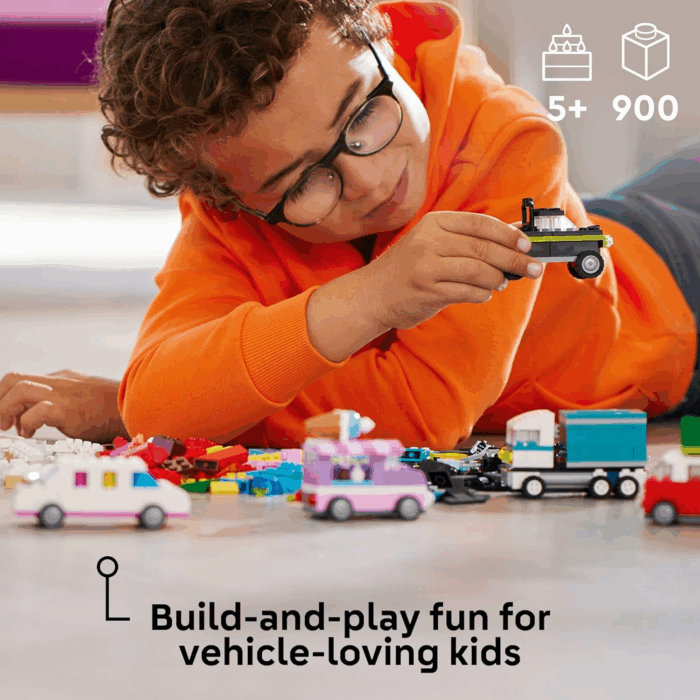 Classic Creative Vehicles, Colorful Construction Brick Building Kit with Ice Cream Truck, Police Car Toy, Model City Cars and More, Gift or Car Toy for Boys, Girls and Kids Ages 5 and Up, 11036 - Image 2
