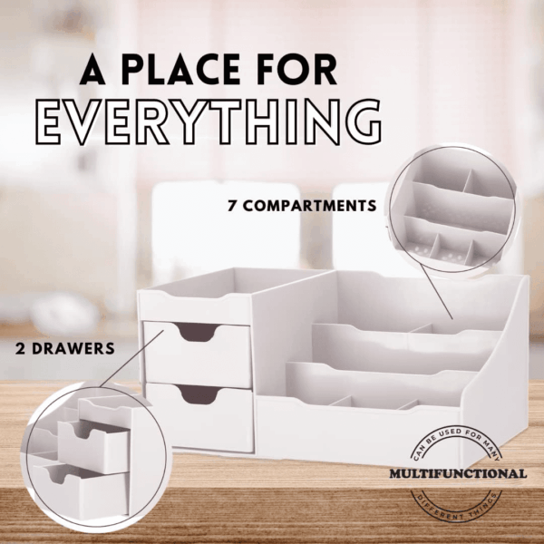 Cosmetic Storage Organizer - Sitting on Your Vanity, Bathroom Counter or Dresser - Easily Organize Your Cosmetics, Jewelry, Hair Accessories (White) - Image 5
