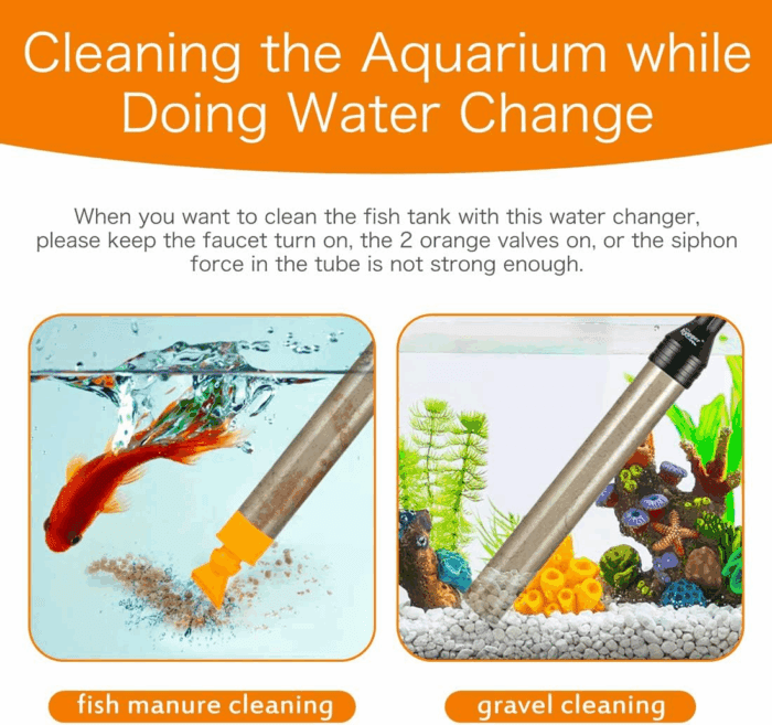 Upgrade Aquarium Water Changer Kit, Semi-Automatic Fish Tank Gravel Cleaner, with 33 FT Water Hose, Flow Control Valve - Image 3