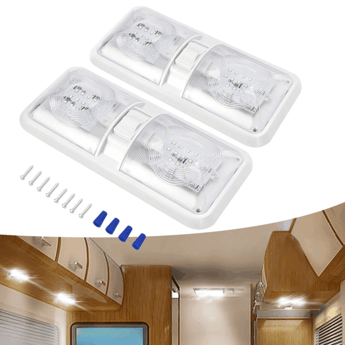 5PCS RV Ceiling Double Dome Lights 12V Ceiling Fixture RV Interior Led Ceiling Light Boat Camper Trailer Natural White 4000-4500K - Image 11