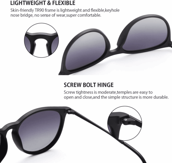 Sunglasses Womens Men Polarized UV Protection Trendy Vintage Retro round Mirrored Lens Sunglasses for Women - Image 3