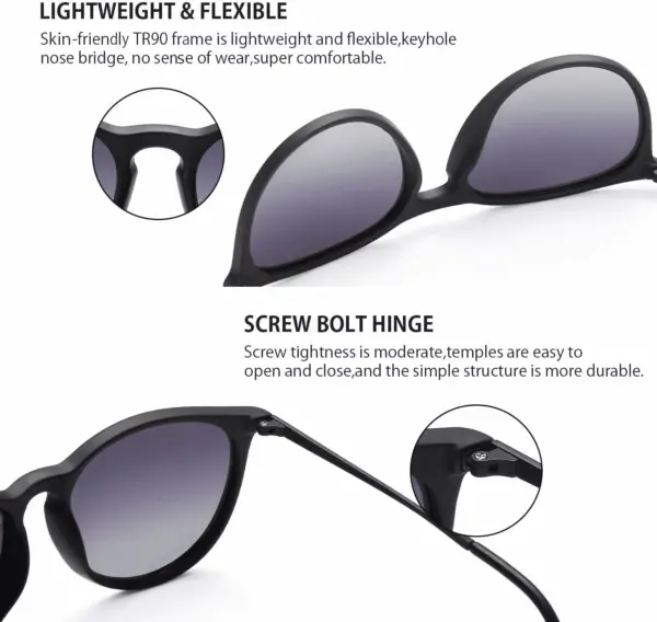 Sunglasses Womens Men Polarized UV Protection Trendy Vintage Retro round Mirrored Lens Sunglasses for Women - Image 3
