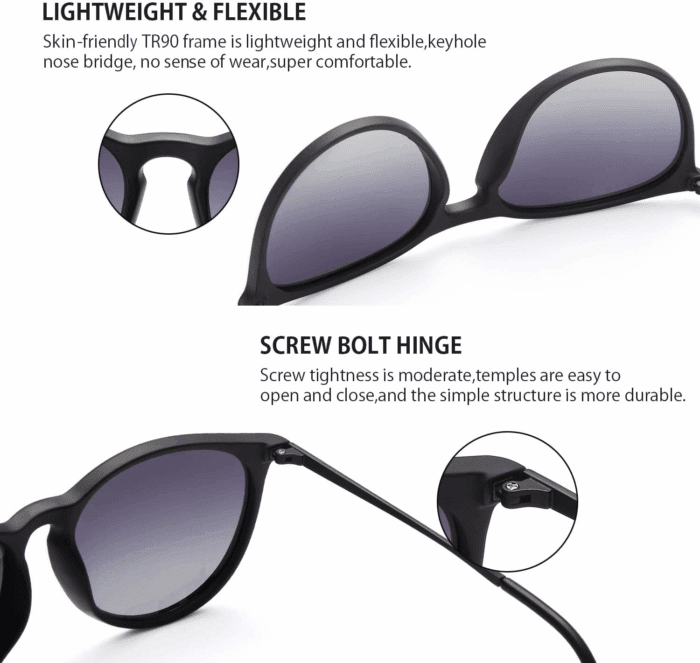 Sunglasses Womens Men Polarized UV Protection Trendy Vintage Retro round Mirrored Lens Sunglasses for Women - Image 3