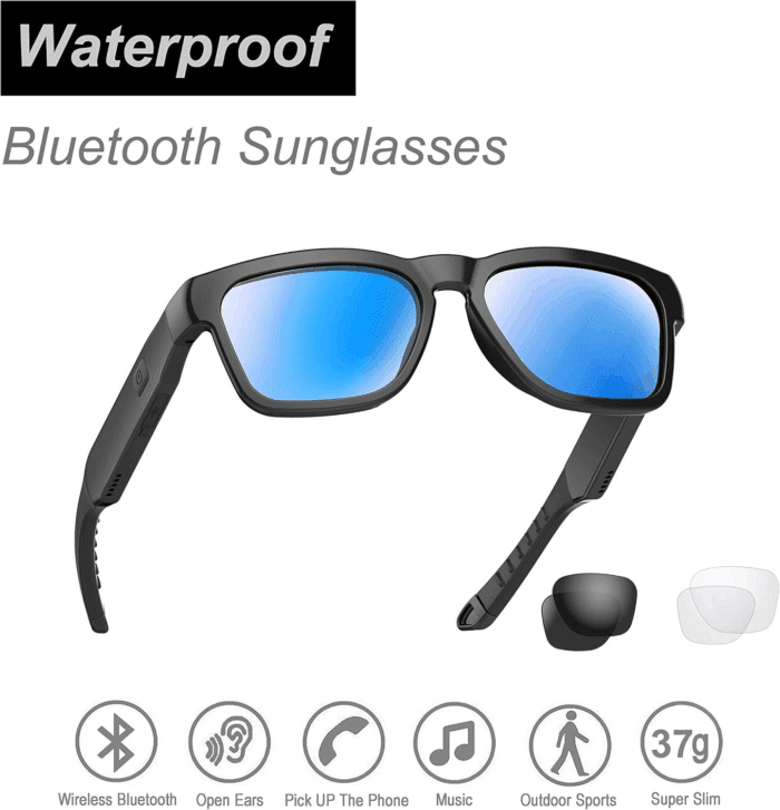 Oho Smart Glasses,Polarized Sunglasses with Bluetooth Speaker,Athletic/Outdoor UV Protection and Voice Control,Unisex(Mirror Blue Lens) - Image 2