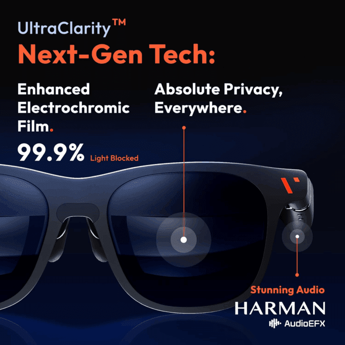 Pro XR/AR Glasses — 135" 120Hz 1000Nits Ultraclarity Display, Harman Audio, Myopia Adjustments, Electrochromic Film, Video Display Glasses for Iphone 16/15/Android/Mac/Pc/Steam Deck/Consoles - Image 6