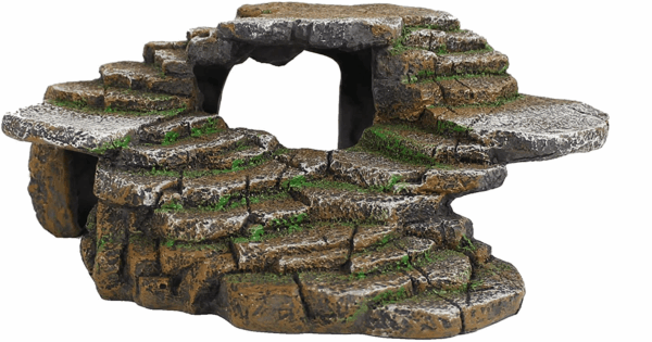 Reptology Shale Scape Step Ledge & Cave Hideout – Basking Area - Decorative Resin for Aquariums & Terrariums – Great for Reptiles, Amphibians, and Fish – Medium
