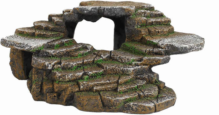 Reptology Shale Scape Step Ledge & Cave Hideout – Basking Area - Decorative Resin for Aquariums & Terrariums – Great for Reptiles, Amphibians, and Fish – Medium