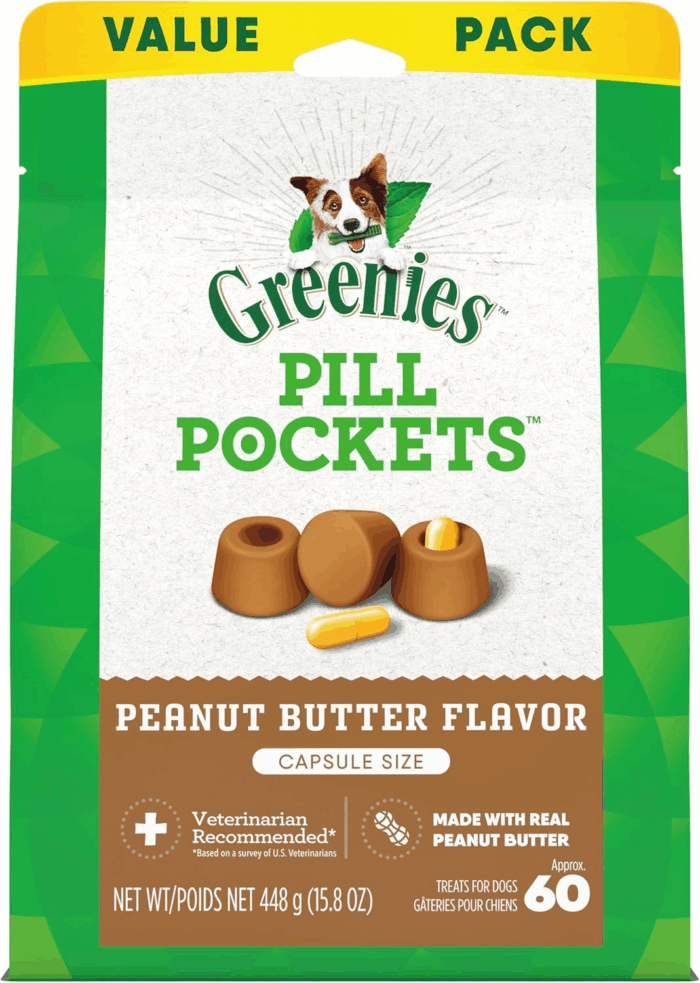 Pill Pockets Large Size Soft Dog Treats for Capsules, with Real Peanut Butter, Made with Natural Ingredients plus Minerals & Trace Nutrients, 15.8 Oz. (60 Count, Pack of 1)