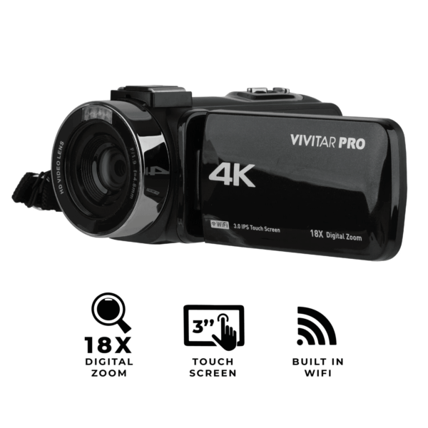 4K HD Digital Video Camera with Wifi, Built in Night Vision, and 3" Touch Rotational Display - Image 3