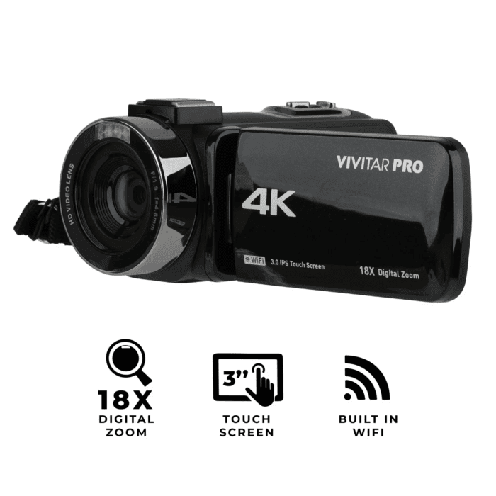 4K HD Digital Video Camera with Wifi, Built in Night Vision, and 3" Touch Rotational Display - Image 3