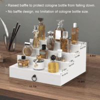 Cologne Organizer for Men, 4 Tier White Wood Perfume Organizer with Felt Lining Drawer and Hidden Compartment, Perfume Display Holder, a Gift for Men - Image 5