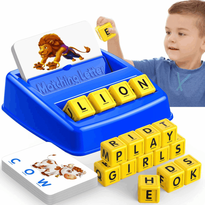 Learning Games for Kids Ages 3-8, Matching Letter Game for Kids Toys Ages 3-8 Educational Toys for 3-8 Year Olds Boys Girls Birthday Party Gifts for 3-8 Year Olds Boys Girls Blue
