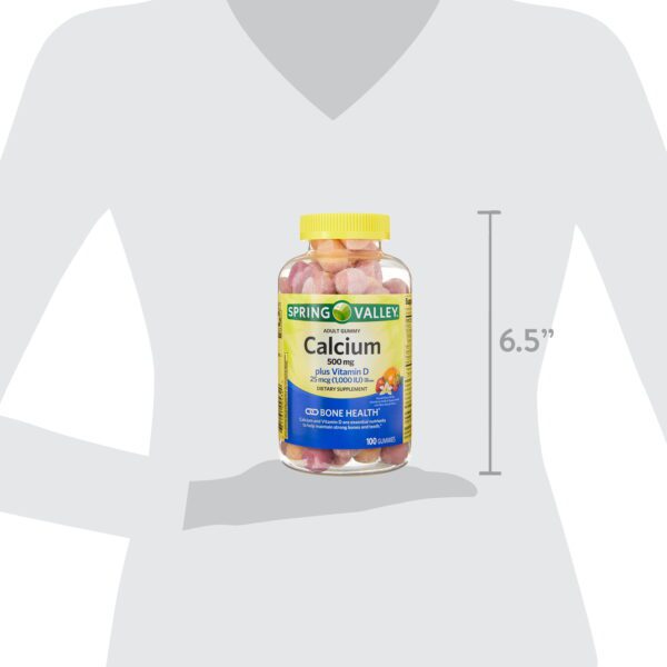 Calcium 500 Mg plus Vitamin D 25 Mcg Bone Health Dietary Supplement Gummies, 100 Count - Image 8