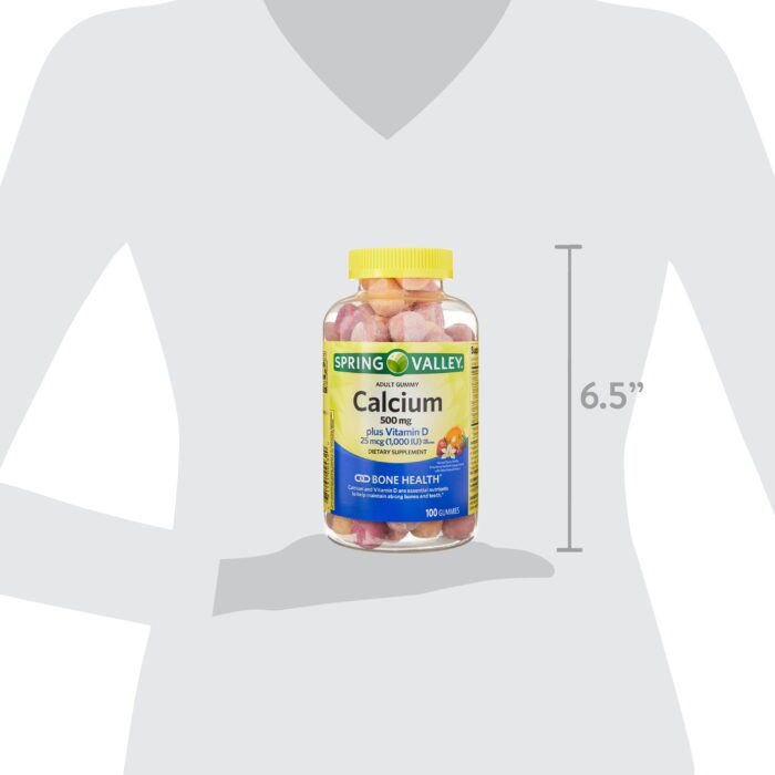 Calcium 500 Mg plus Vitamin D 25 Mcg Bone Health Dietary Supplement Gummies, 100 Count - Image 8