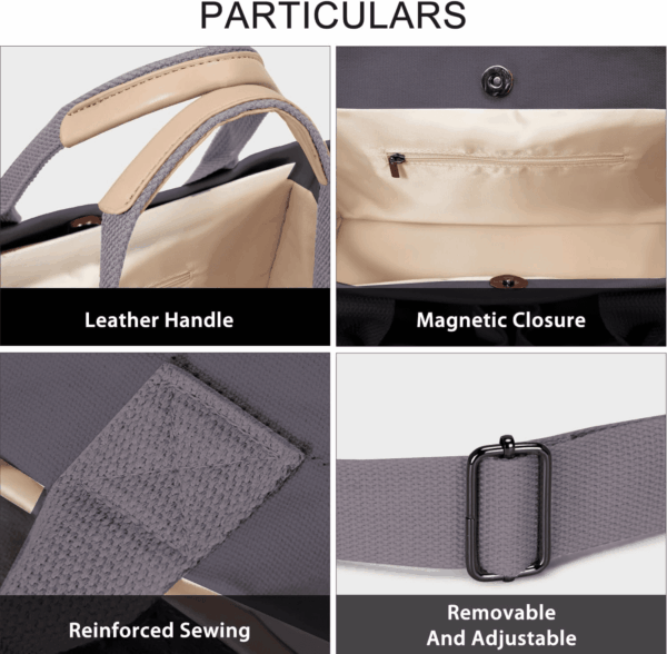Tote Bags for Women Canvas Tote Purse Crossbody Bags with Pockets Top Handle Shoulder Handbags Satchel Bags for Women - Image 5