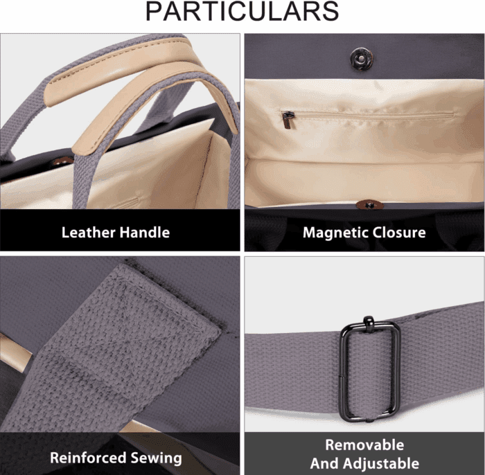 Tote Bags for Women Canvas Tote Purse Crossbody Bags with Pockets Top Handle Shoulder Handbags Satchel Bags for Women - Image 5