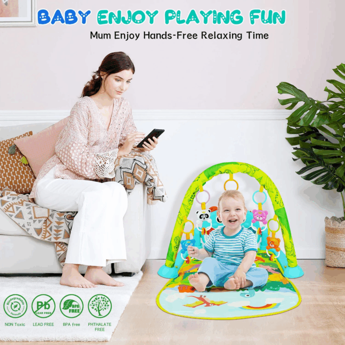 Baby Play Mat,Baby Gym Play Mats Baby Toys,Kick and Play Piano Gym,Baby Play Piano Gym,Musical Activity Center for Baby,Play Mats for Babies and Toddlers,Tummy Time Mat Toys 0-3-6-12 Months - Image 6