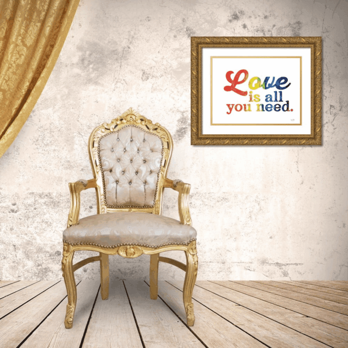 Lux + Me Designs 24X19 Gold Ornate Wood Framed with Double Matting Museum Art Print Titled - Love Is All You Need - Image 3
