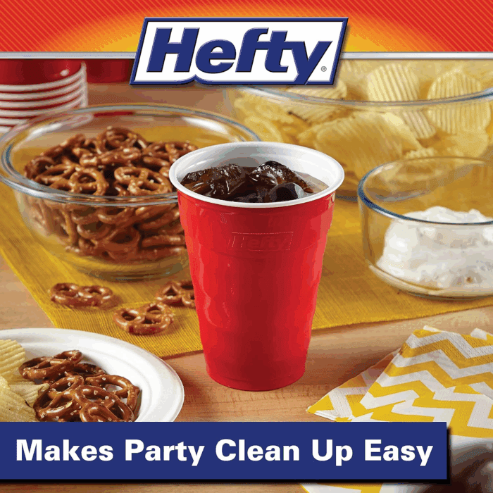 Party on Red Plastic Cups, Disposable Plastic Party Cups for Easy Cleanup and Large Gatherings, Red Cups for Bbqs, Birthdays, Parties, and More, 18 Ounce, 50 Count - Image 4