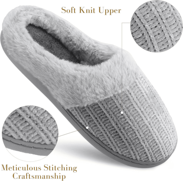 Womens Memory Foam Fuzzy Slippers Knitted House Slippers for Women Comfy Slip-On Warm House Shoes - Image 3